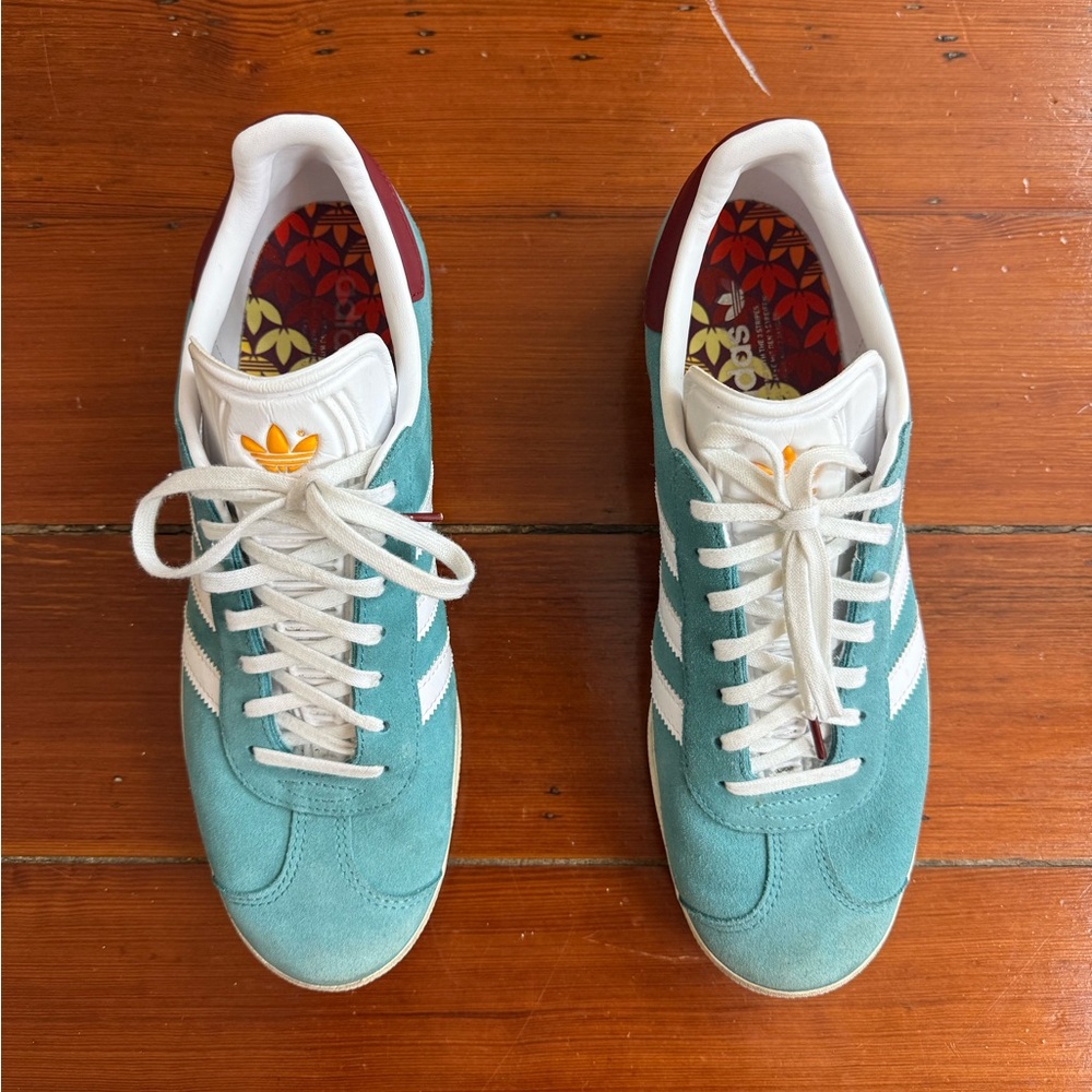 Adidas Gazelle Arctic Fusion Burgundy Teal Suede Athletic Sneakers Sz 10 ❤️🍄 - Picture 4 of 9